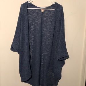 blue cardigan